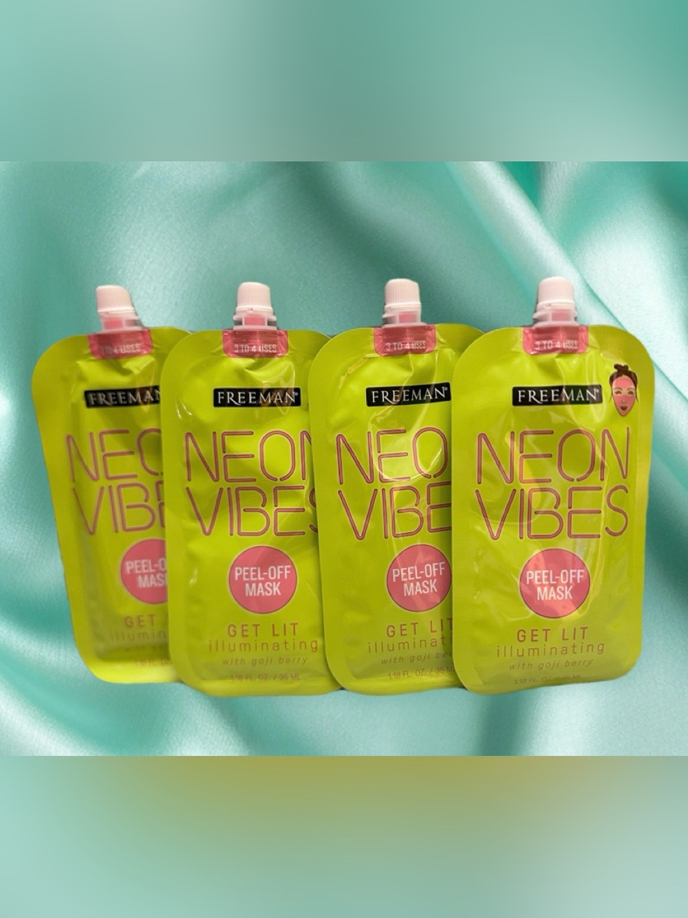 FREEMAN Neon Vibe Peel-Off Mask — Lime Green set of 4